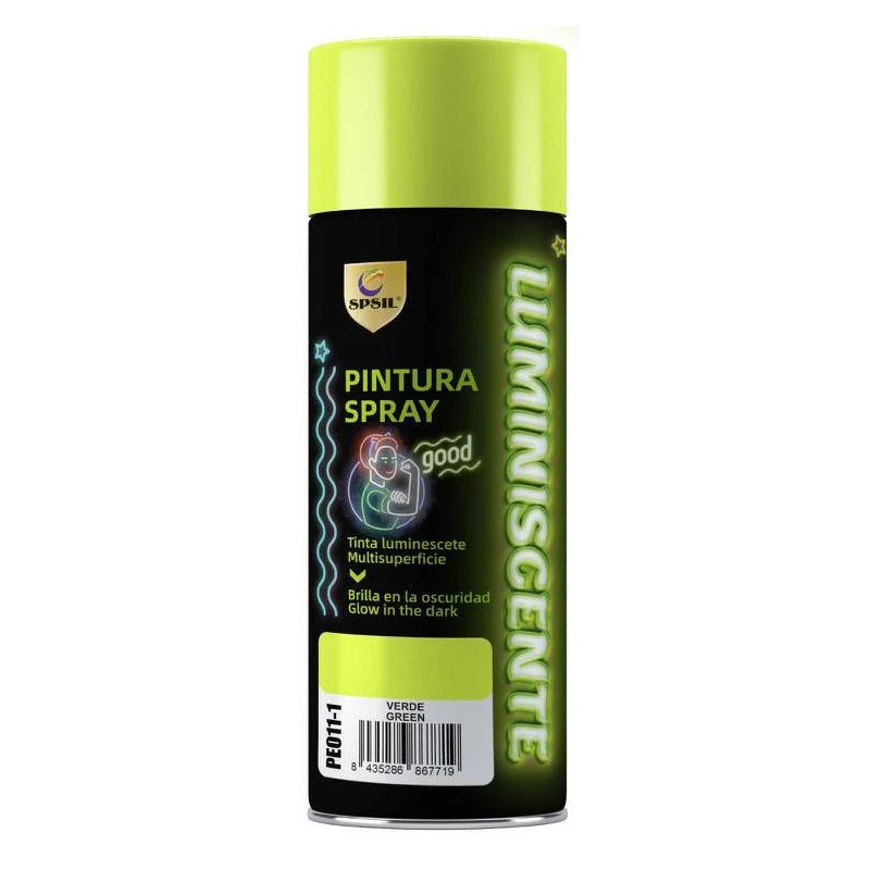 Pintura Spray Brilla en la Oscuridad Tinta luminiscente Multisuperficie Verde 200ml-SPSIL PE011-1