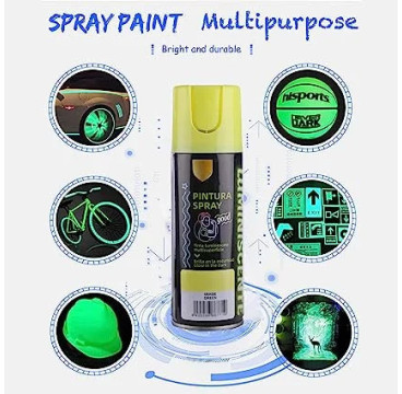 Pintura Spray Brilla en la Oscuridad Tinta luminiscente Multisuperficie Verde 200ml-SPSIL PE011-1