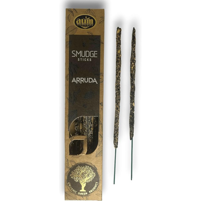 Incienso Orgánico AUM Fragances - Hecho a Mano en India con Ingredientes Naturales -Ecológico (Ruda)