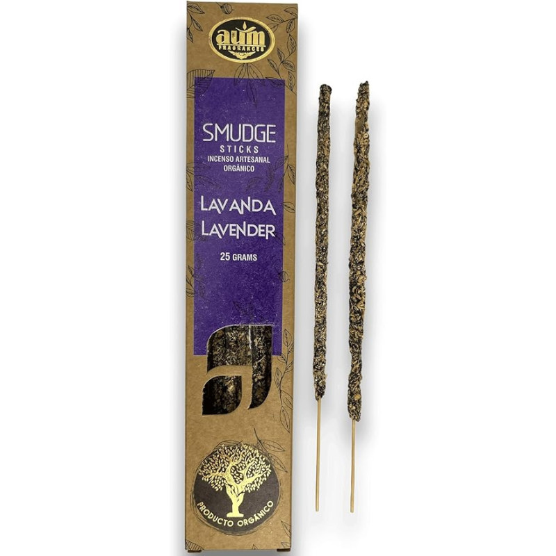 Incienso Orgánico AUM Fragances - Hecho a Mano en India con Ingredientes Naturales -Ecológico (Lavanda)