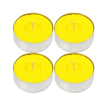 Velas de Té Citronela Grande, Tealight Citronela Perfumada Antimosquitos Velas Citronela - Pack 4 Velas, 10 Hor