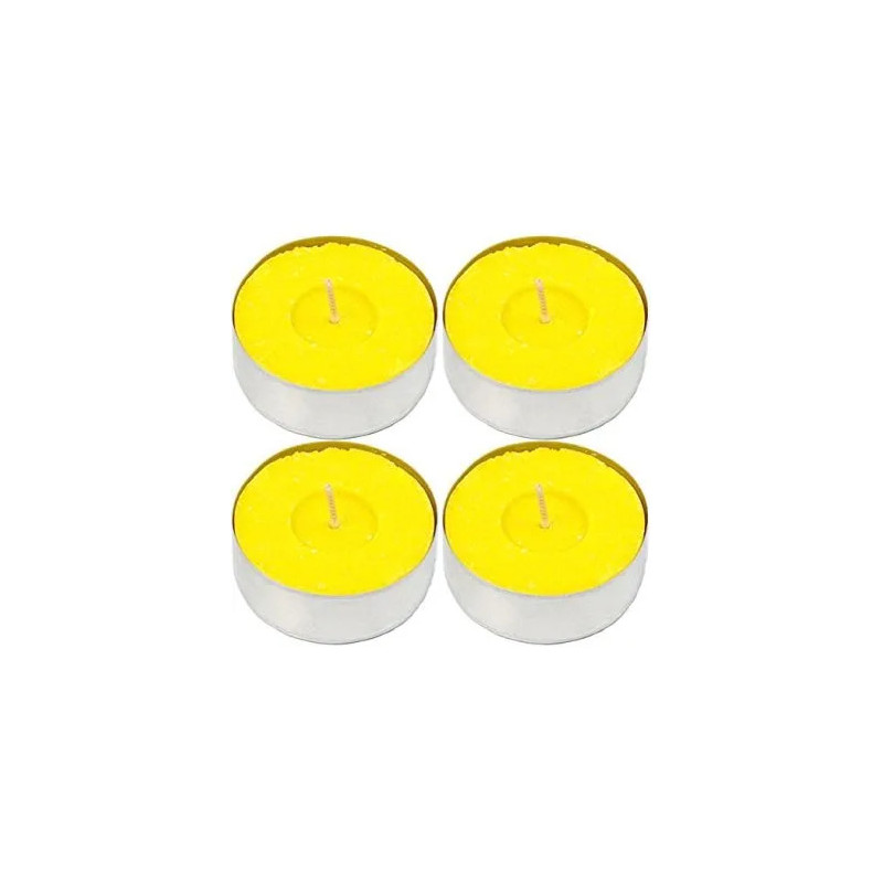 Velas de Té Citronela Grande, Tealight Citronela Perfumada Antimosquitos Velas Citronela - Pack 4 Velas, 10 Hor