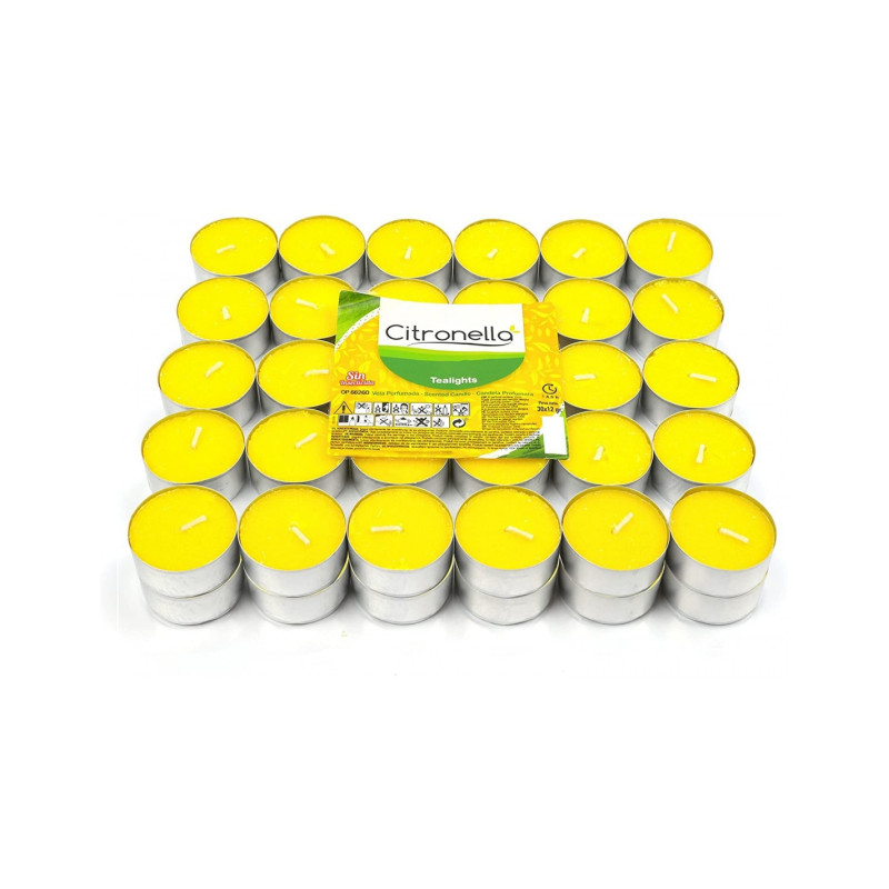Velas de Té Citronela Perfumada Antimosquitos Pack 20 piezas