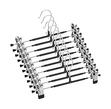 12  Perchas de Metal para Pantalones, Calcetines, Faldas, 30 cm, con 2 Clips Antideslizantes