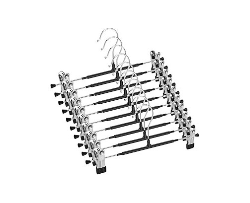 12  Perchas de Metal para Pantalones, Calcetines, Faldas, 30 cm, con 2 Clips Antideslizantes
