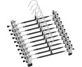 12  Perchas de Metal para Pantalones, Calcetines, Faldas, 30 cm, con 2 Clips Antideslizantes