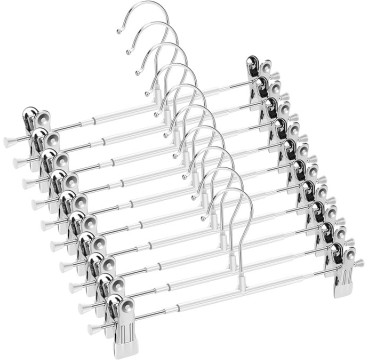 12  Perchas de Metal para Pantalones, Calcetines, Faldas, 30 cm, con 2 Clips Antideslizantes