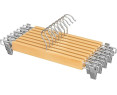 Perchas para Pantalones, Juego de 8, Percha de Madera para Faldas, con Pinzas Ajustables, Antideslizante