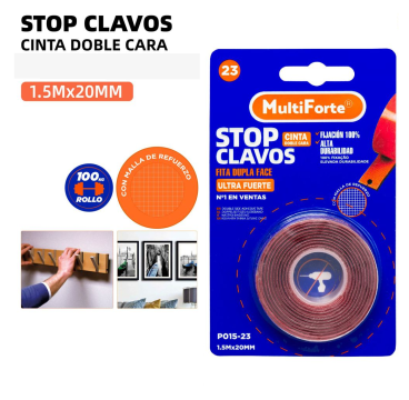 1.5M x 20mm Cinta adhesiva de Doble Cara Extra fuerte - Cinta Doble Cara Extrafuert Sin Dejar Rastro Transparente Removible