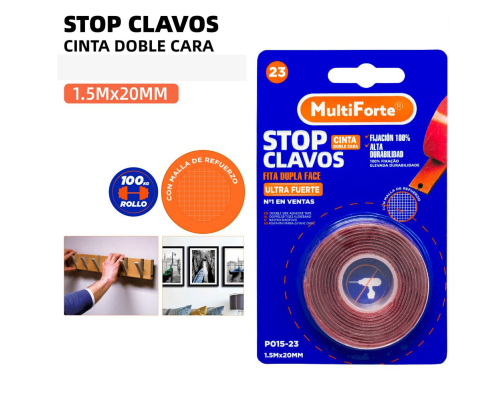 1.5M x 20mm Cinta adhesiva de Doble Cara Extra fuerte - Cinta Doble Cara Extrafuert Sin Dejar Rastro Transparente Removible