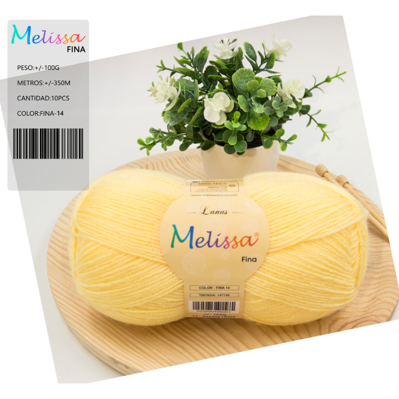Lana Fina acrílico Amarillo -14
