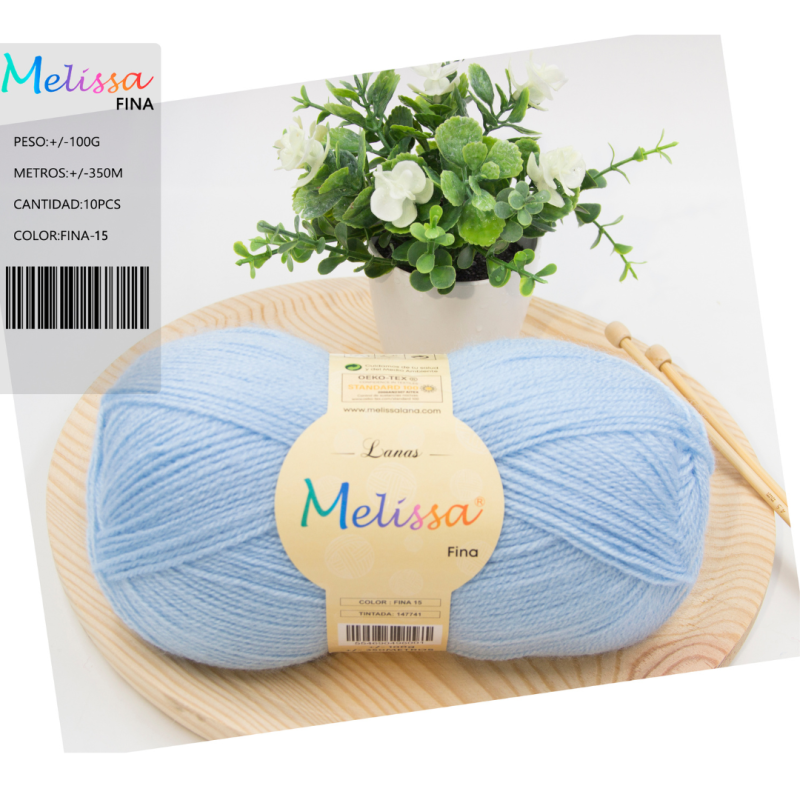 Lana Fina acrílico Azul -15