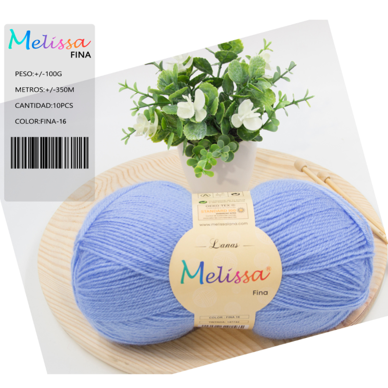 Lana Fina acrílico Azul -16