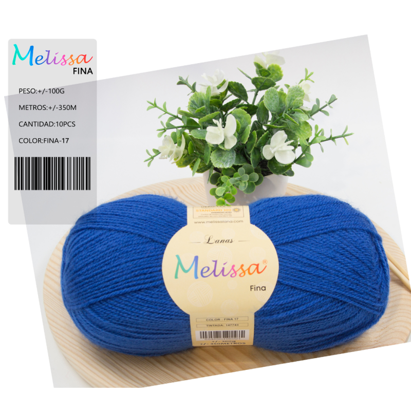 Lana Fina acrílico Azul -17