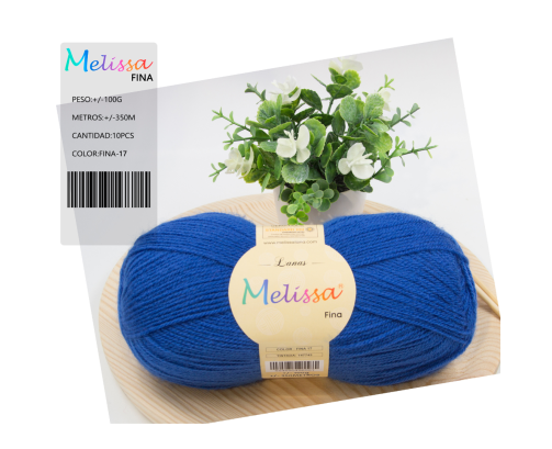 Lana Fina acrílico Azul -17