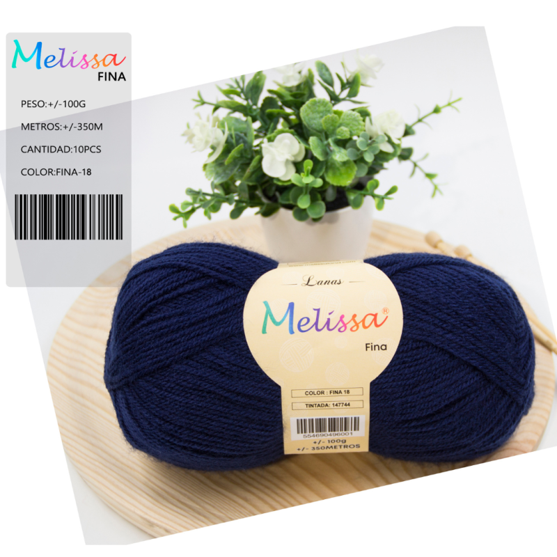 Lana Fina acrílico Aaul Oscuro -18