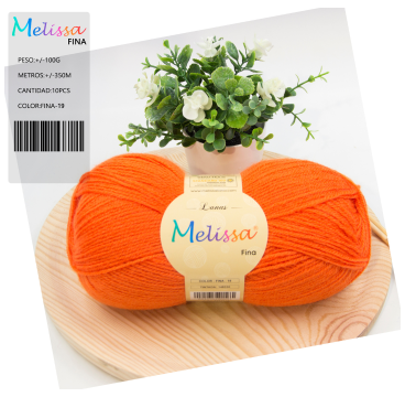 Lana Fina acrílico Naranja -19