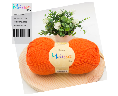 Lana Fina acrílico Naranja -19