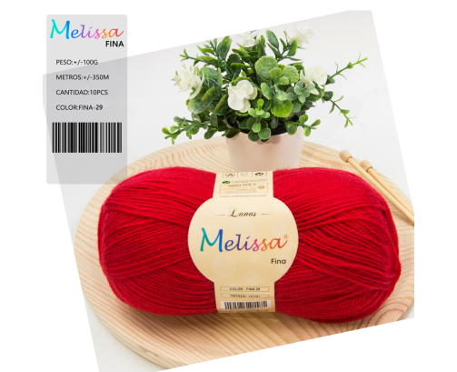 Lana acrílico Fina Rojo Carmín 29