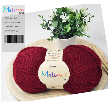 Lana acrílico Fina Granate -30