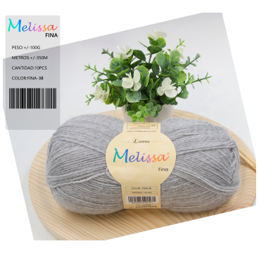 Lana acrílico Fina Gris Melange 38