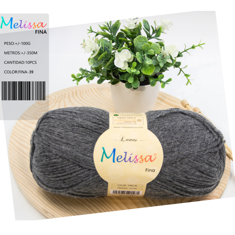 Lana acrílico Fina Gris-39