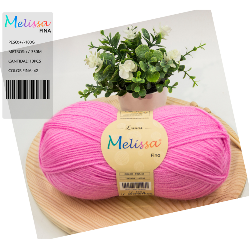 Lana acrílico Fina Rosa Chicle- 42