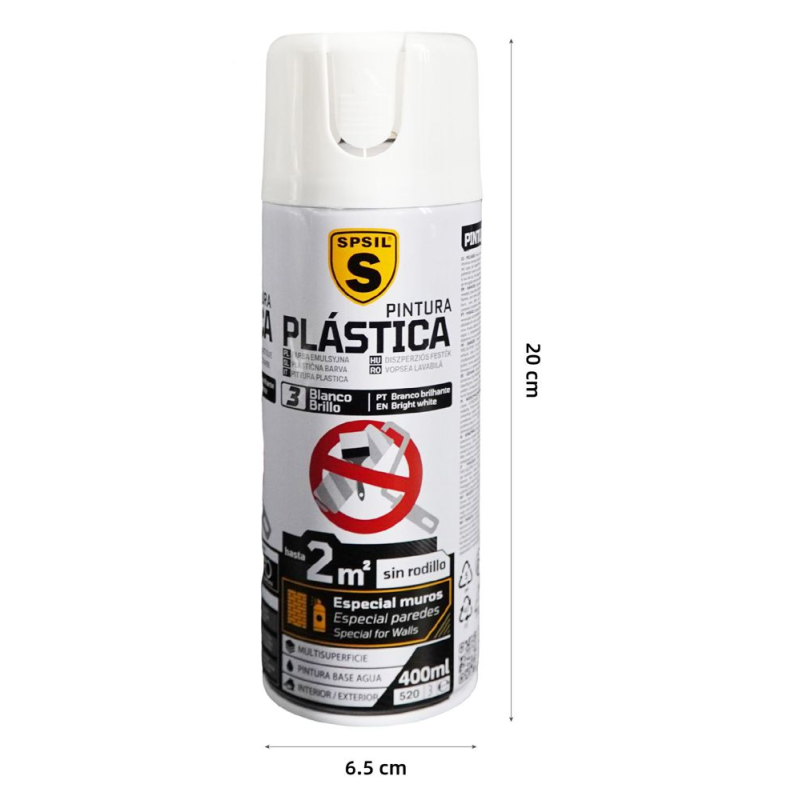 Pintura spray plastica Blanco brillo-PE025-3