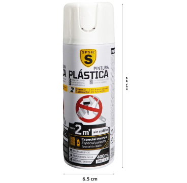 Pintura spray plastica Blanco Satinado-PE025-2 sin rodillo