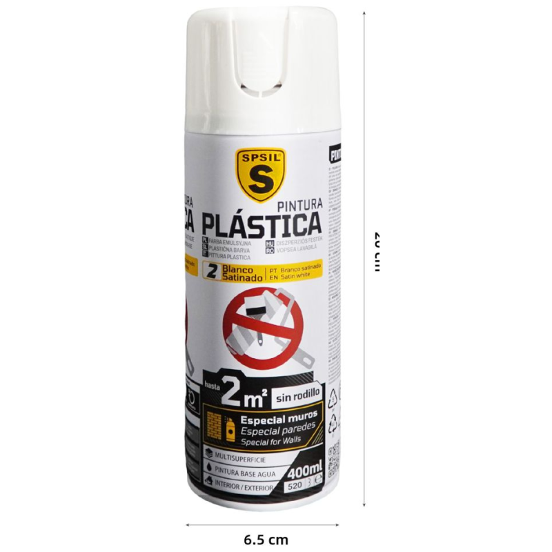 Pintura spray plastica Blanco Satinado-PE025-2 sin rodillo