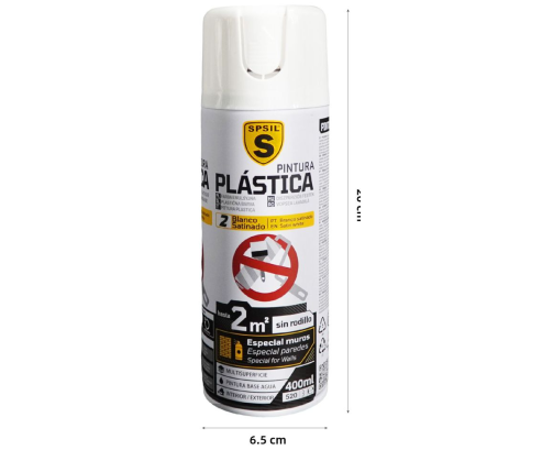 Pintura spray plastica Blanco Satinado-PE025-2 sin rodillo