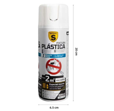 Pintura spray plastica Blanco Mate-PE025-1 sin rodillo