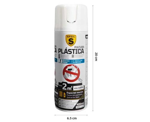 Pintura spray plastica Blanco Mate-PE025-1 sin rodillo