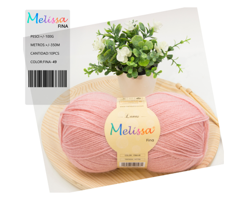 Lana Fina acrílico Rosa Pastel 49