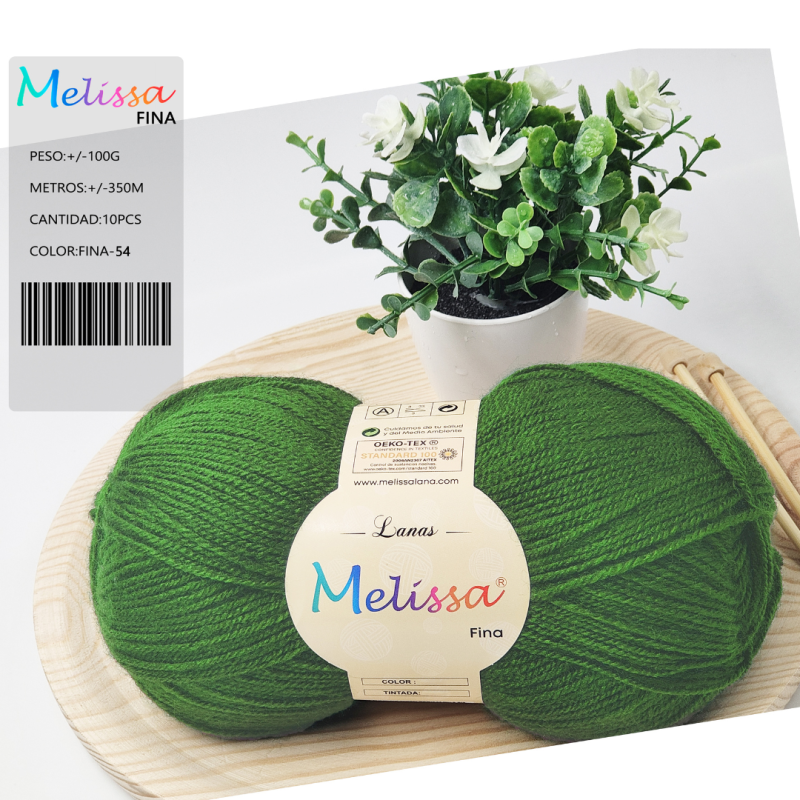Lana Fina acrílico  Verde Navidad 54
