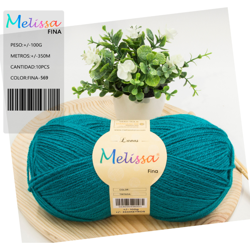 Lana Fina acrílico Turquesa 569