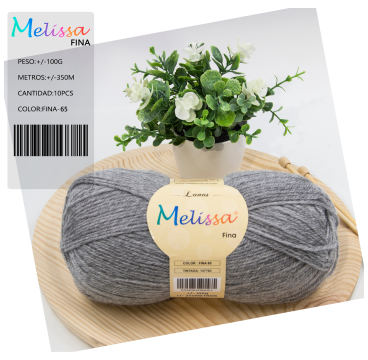 Lana Fina acrílico Gris Melange 65