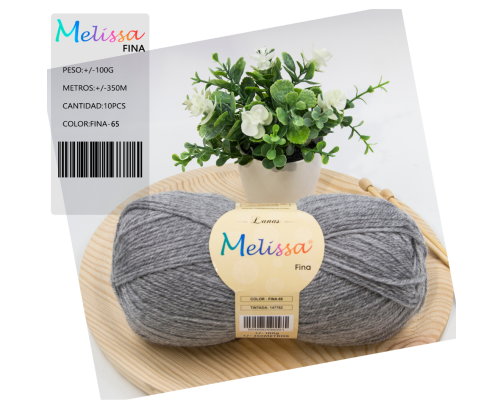 Lana Fina acrílico Gris Melange 65