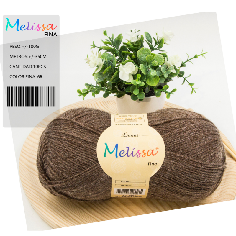 Lana Fina acrílico Marron 66