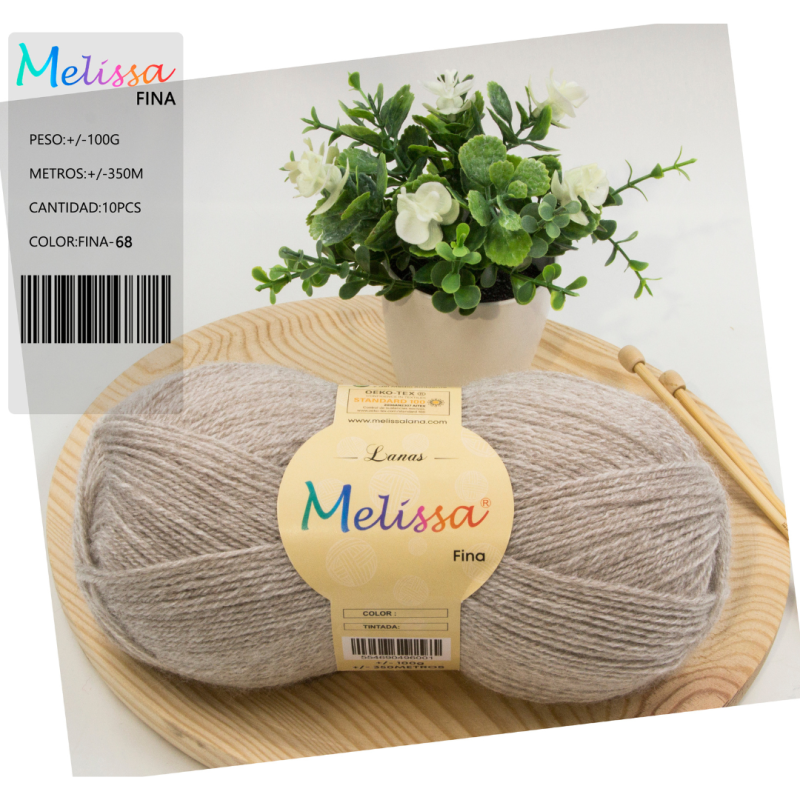 Lana Fina acrílico Marron 68