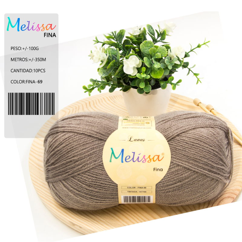 Lana Fina acrílico Marron 69