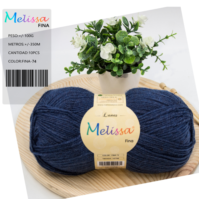 Lana Fina acrílico azul 74