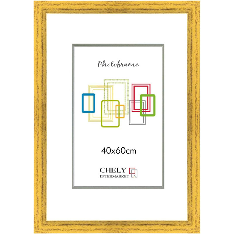 CHELY INTERMARKET | Marco de Fotos MOD-254 Hecho de Madera, (Dorado, 40x60cm)
