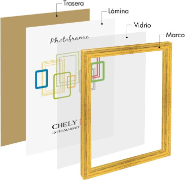 CHELY INTERMARKET | Marco de Fotos MOD-254 Hecho de Madera, (Dorado, 40x60cm)