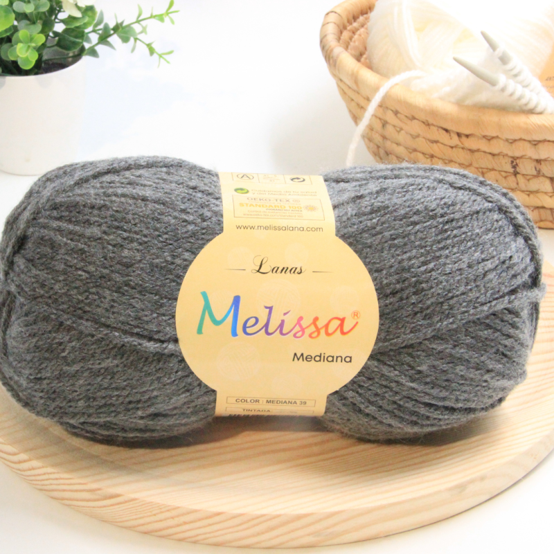 Lana Mediana Gris Melange -39