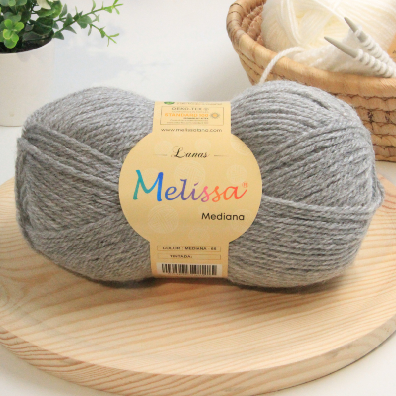 Lana Mediana Gris Melange 65