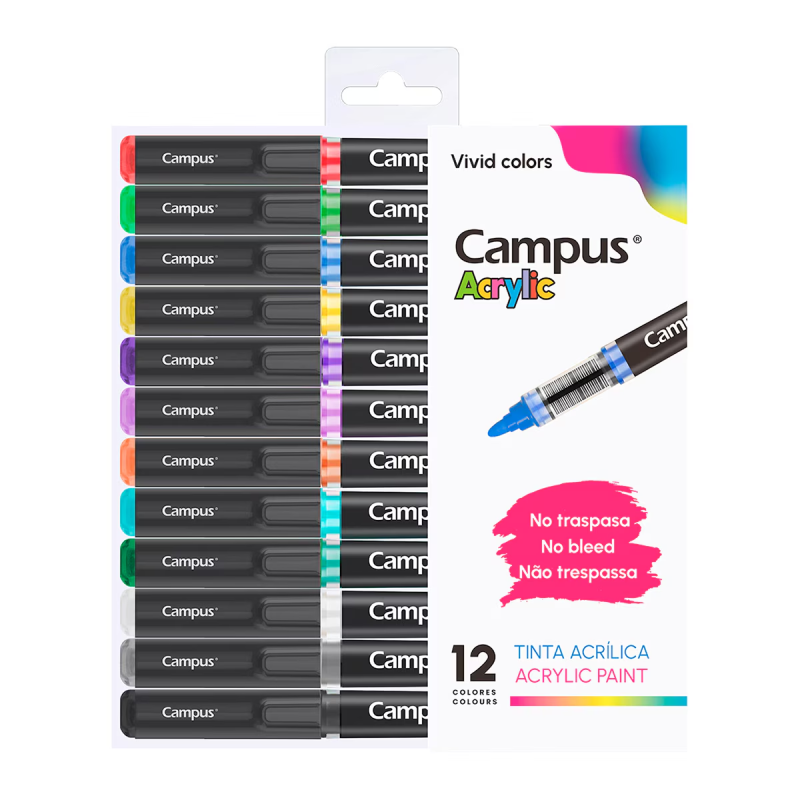 Rotuladores Acrílicos Campus Acrylic punta conica 12 colores