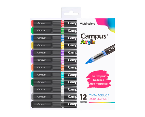 Rotuladores Acrílicos Campus Acrylic punta conica 12 colores