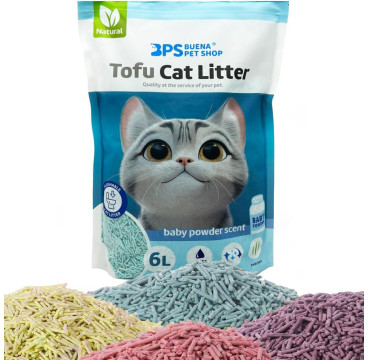 Arena Aglomerante para Gatos Arena de Tofu para Gatos sin Polvo Fácil (1Pcs, Baby Powder)