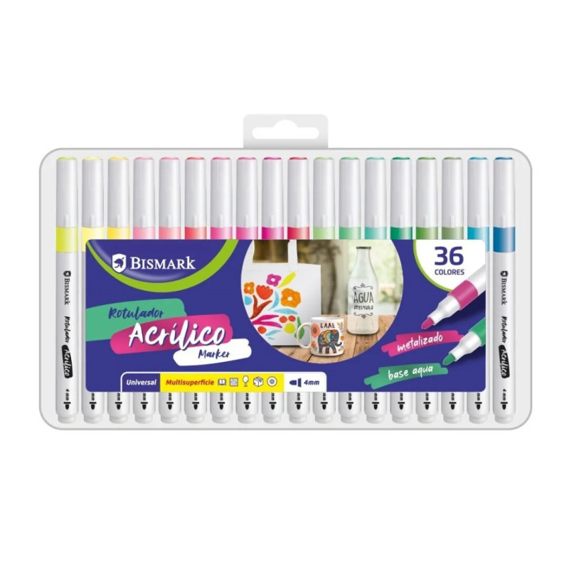 Rotulador acrílico metalizado 36 colores